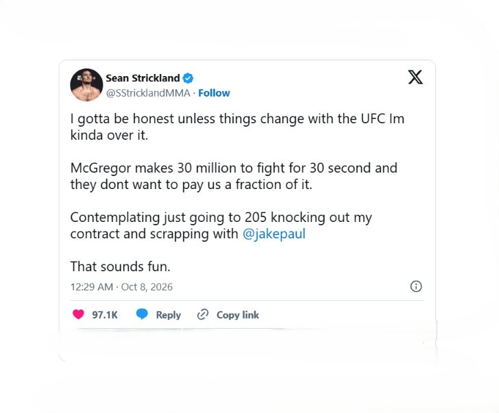 Tensiuni majore între Sean Strickland și conducerea UFC!
